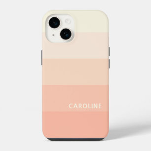 Coque Pour iPhone 14 Corail orange pastel personnalisé en rayure pêche
