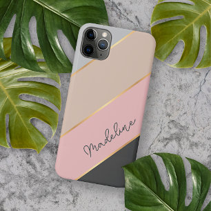 Coque iPhone 16 Pro Max Corail pâle rose pêche gris pastel personnalisé ra