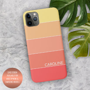 Coque iPhone 15 Plus Corail personnalisé Rouge Orange Jaune Rayures Art