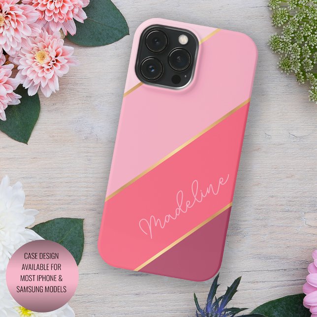 Coque iPhone Corail personnalisé Rouge Pastel Blush Rose Art Gr (Créateur téléchargé)
