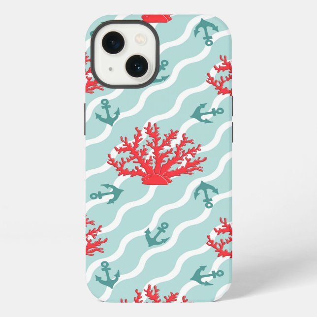 Coque iPhone Corail rouge Motif 1 (Verso)