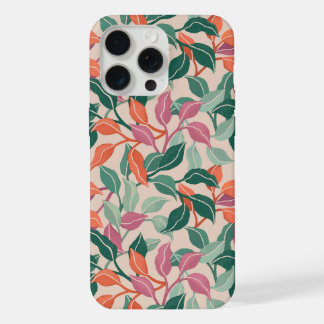 Coque iPhone 15 Pro Max Corail vert botanique feuille tropicale chic stylé