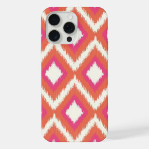 Coque iPhone 15 Pro Max Coral et rose tribal Ikat
