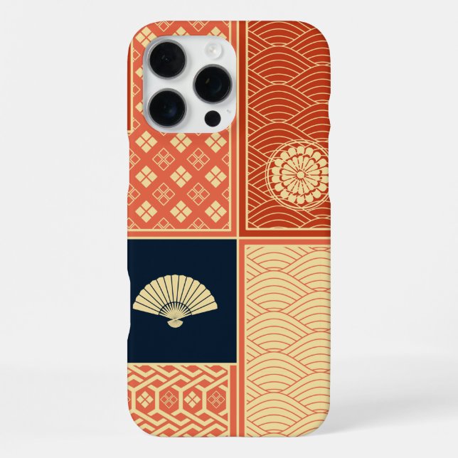 Coque iPhone Coral Rouge Kimono Motif Patchwork (Verso)