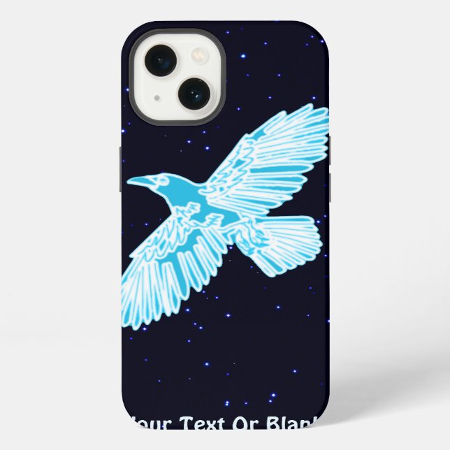 Coque iPhone Corbeau bleu sur les étoiles (Verso)