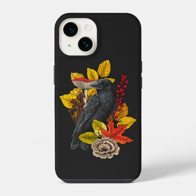 Coque iPhone Corbeau d'automne 2 (Verso)