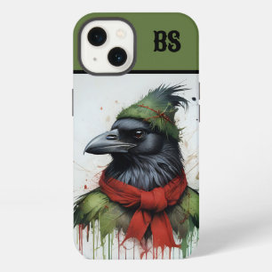 Etui iPhone 13 corbeau noir en tenue de Noël