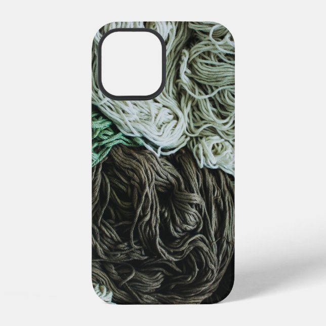 Coque iPhone Cordes blanches, grises et vertes (Verso)