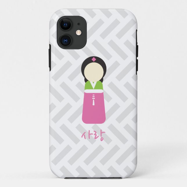 Coque iphone coréen de poupée - "amour " (Dos)