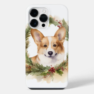 Coque Pour Pour iPhone 14 Pro Max Corgi Christmas Wreath Festive Pup