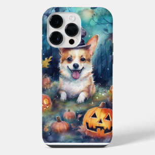Coque Pour Pour iPhone 14 Pro Max Corgi Halloween avec citrouilles effrayant