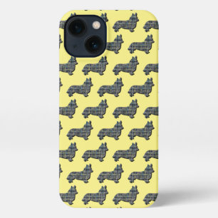 Etui iPhone 13 Corgi Welsh Chien Cute Silhouette Grille Jaune