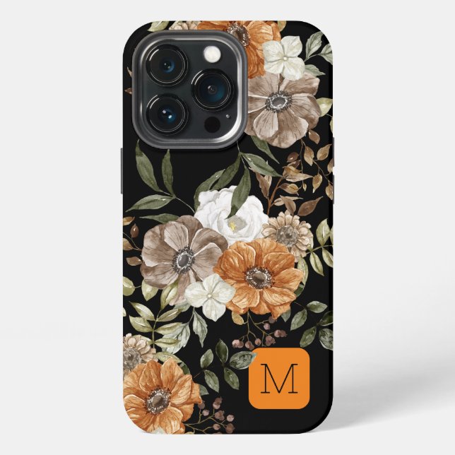 Coque iPhone Correspondance de couleurs élégante initiale Noir  (Dos)