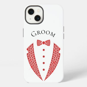 Etui iPhone 13 Costume élégant de marié Smoking Rouge BlancTypogr