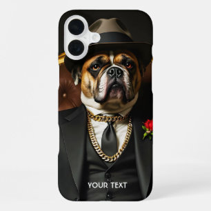 Coque iPhone 16 Plus Costume noir Imaginaire mignon chien
