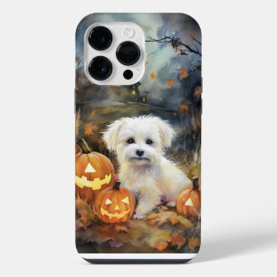Coque Pour Pour iPhone 14 Pro Max Coton De Tulear Halloween Avec Peur Citrouille