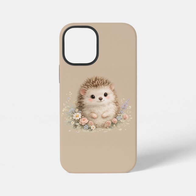 Coque iPhone Cottage fleuri Kawaii Hérisson Cadeau (Verso)