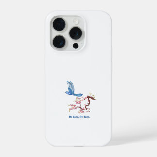 Coque iPhone 15 Pro Cottagecore Bluebird Fleur de Cerisier Soyez Genti