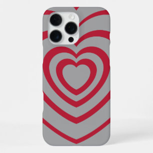 Coque iPhone 16 Pro Max Couche rouge et gris Coeur esthétique