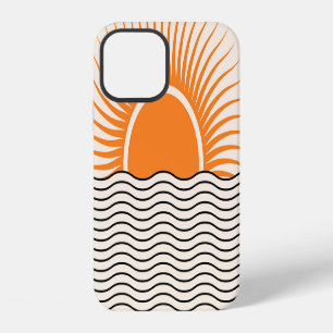 Coque iPhone 12 Coucher de soleil Abstrait : décoration boho géomé