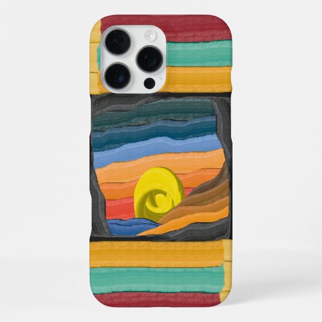 Coque iPhone Coucher de soleil coloré abstrait (Verso)