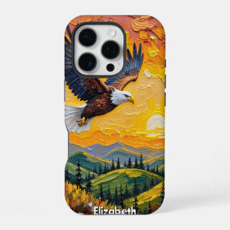 Coque iPhone 16 Pro Coucher de soleil d'aigle sur les collines