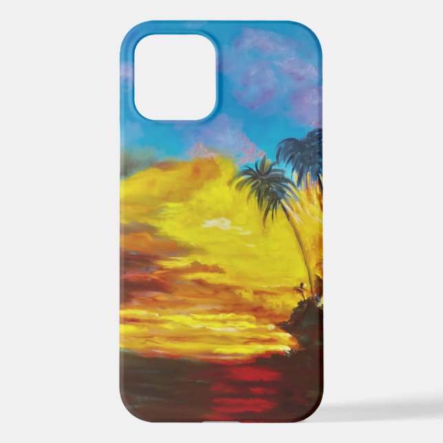 Coque iPhone Coucher de soleil de plage tropical (Verso)