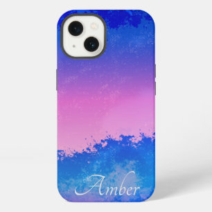 Etui iPhone 13 Coucher de soleil océanique abstrait bleu rose Per