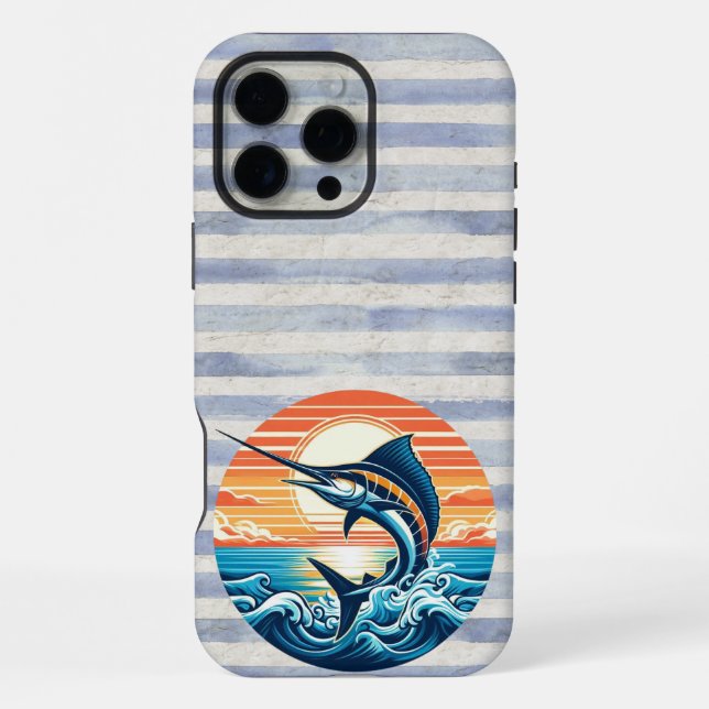 Coque iPhone Coucher de soleil personnalisé sur le thème marin/ (Verso)