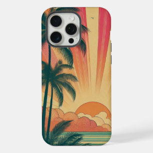 Coque iPhone 15 Pro Max Coucher de soleil rétro/tropical vintage/hawaïen