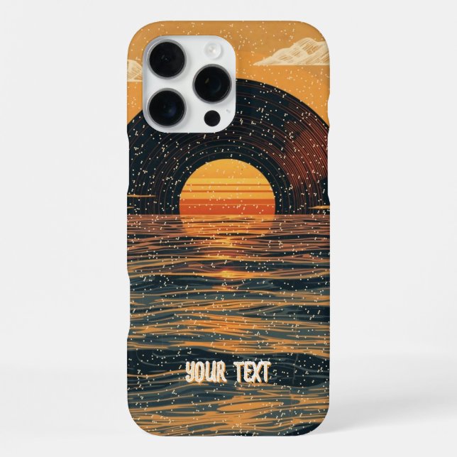 Coque iPhone Coucher de soleil rétro vinyle pour collectionneur (Verso)