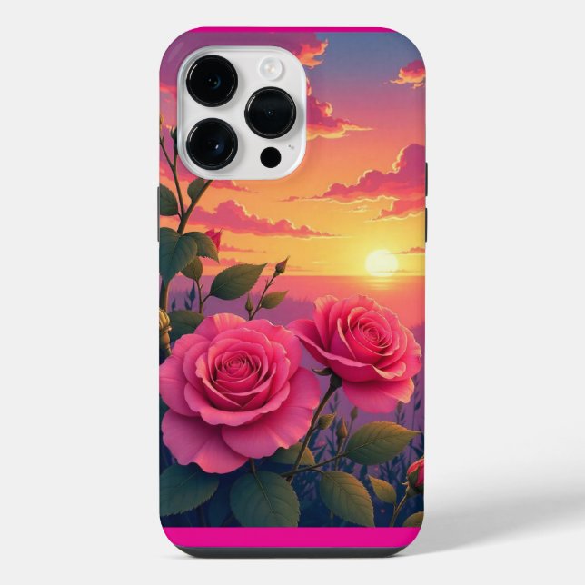 Coque iPhone Coucher de soleil rose (Verso)