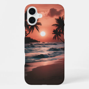 Coque iPhone 16 Plus Coucher de soleil sur la plage côtière