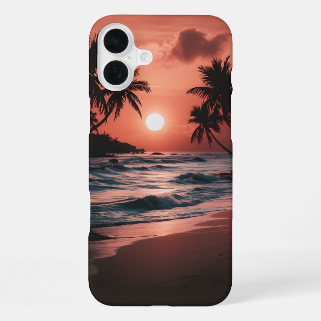 Coque iPhone Coucher de soleil sur la plage côtière (Verso)