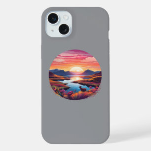 Coque iPhone 15 Plus Coucher de soleil sur le lac Ewe en Écosse