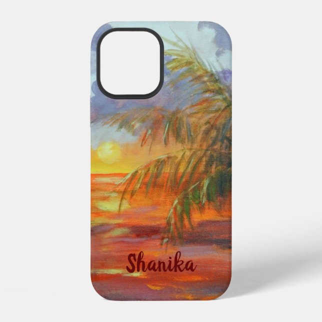 Coque iPhone Coucher de soleil tropical (Verso)