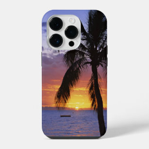 Coque Pour iPhone 14 Plus Coucher de soleil tropical avec palmier,