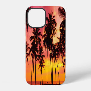 Coque iPhone 12 Coucher de soleil tropical : sérénité de la silhou