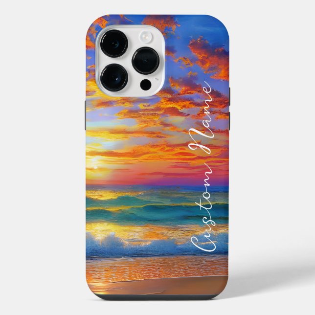 Coque iPhone Coucher de soleil tropical sur l'océan clair avec  (Verso)