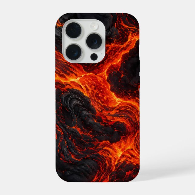 Coque iPhone Coulée de lave en fusion | Texture de feu volcaniq (Verso)