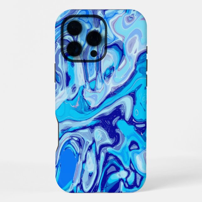 Coque iPhone Couleur abstraite de marbre liquide bleu profond d (Verso)
