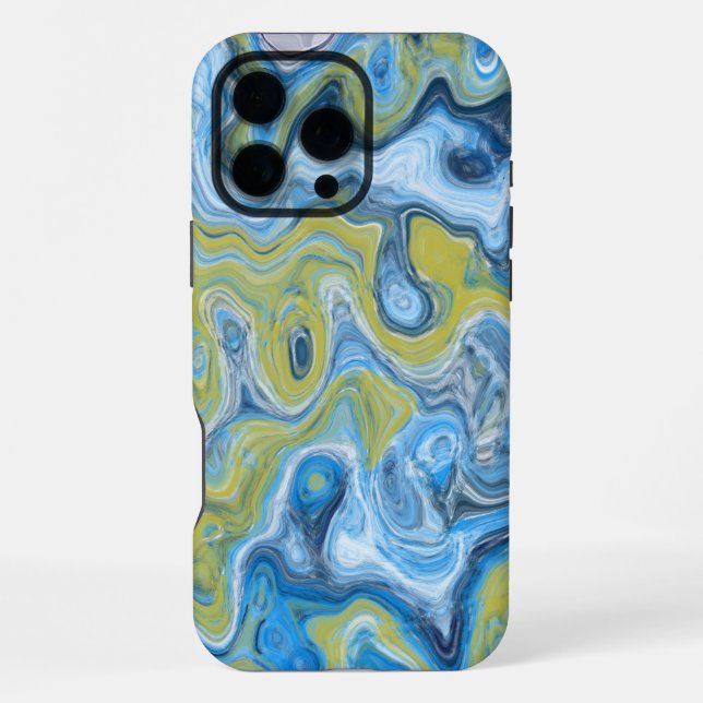 Coque iPhone Couleur Abstraite Marbrée Texturée Bleu Vert Glacé (Verso)