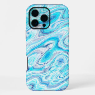 Coque iPhone 16 Pro Max Couleur Bleue Abstraite Colorée de la Texture de M