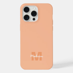 Coque iPhone 15 Pro Max Couleur de pêche de 2024 avec nom Monogramme perso