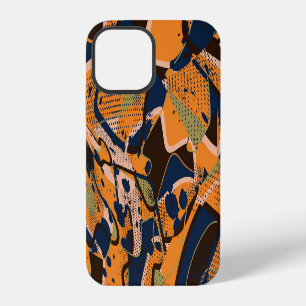Coque iPhone 12 Couleur géométrique vintage fond transparent.
