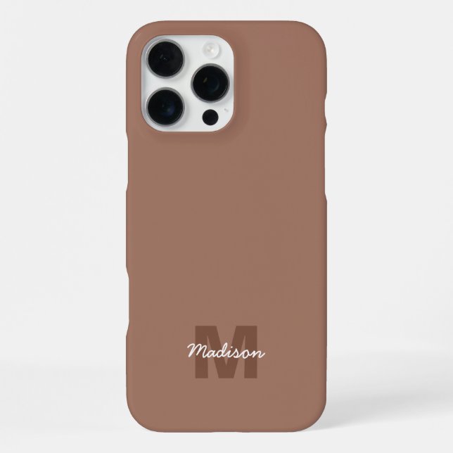 Coque iPhone Couleur Mousse Mocha de 2025 avec nom Monogramme p (Verso)