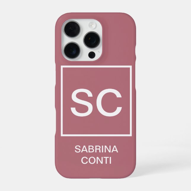 Coque iPhone Couleur or rose monogramme simple nom professionne (Verso)