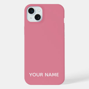 COQUE iPhone 15 PLUS COULEUR ROSE NOM PERSONNALISÉ MODERNE STYLÉ