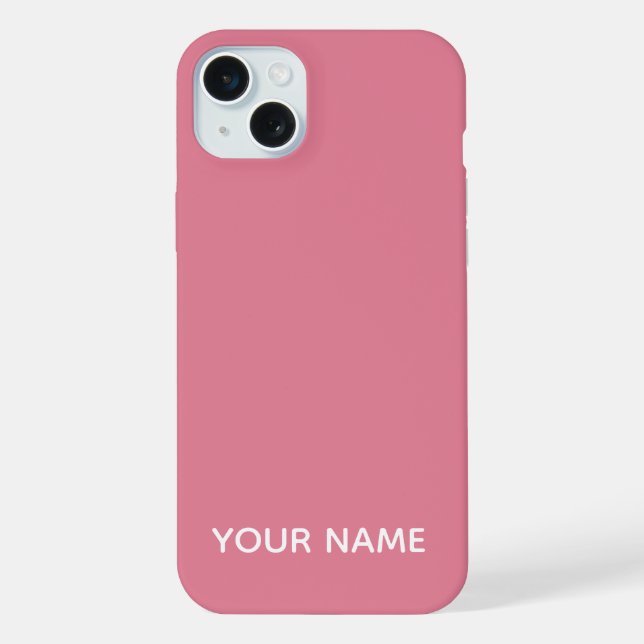 COQUE iPhone COULEUR ROSE NOM PERSONNALISÉ MODERNE STYLÉ (Verso)