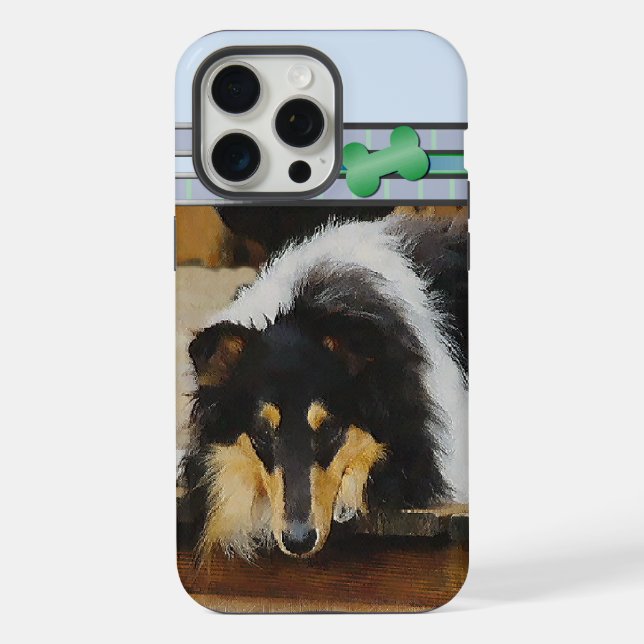 Coque iPhone Couleur Tri Couleur Tri Rosée Collie Chien Art (Verso)